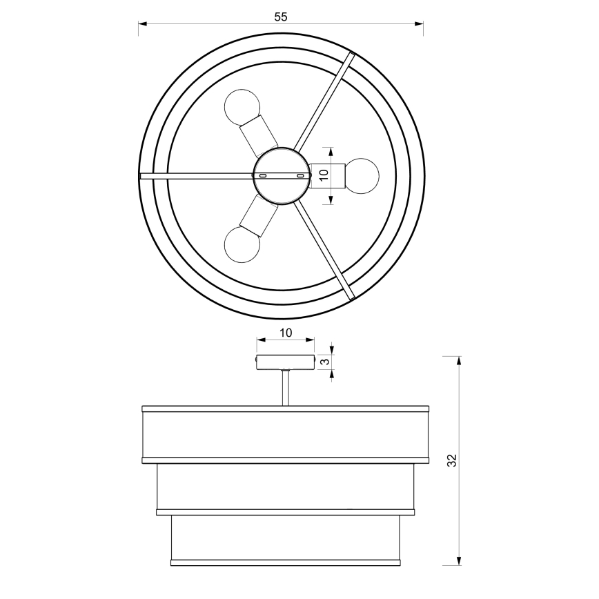 Candelabro integrado GLUM 3xE27/60W/230V preto