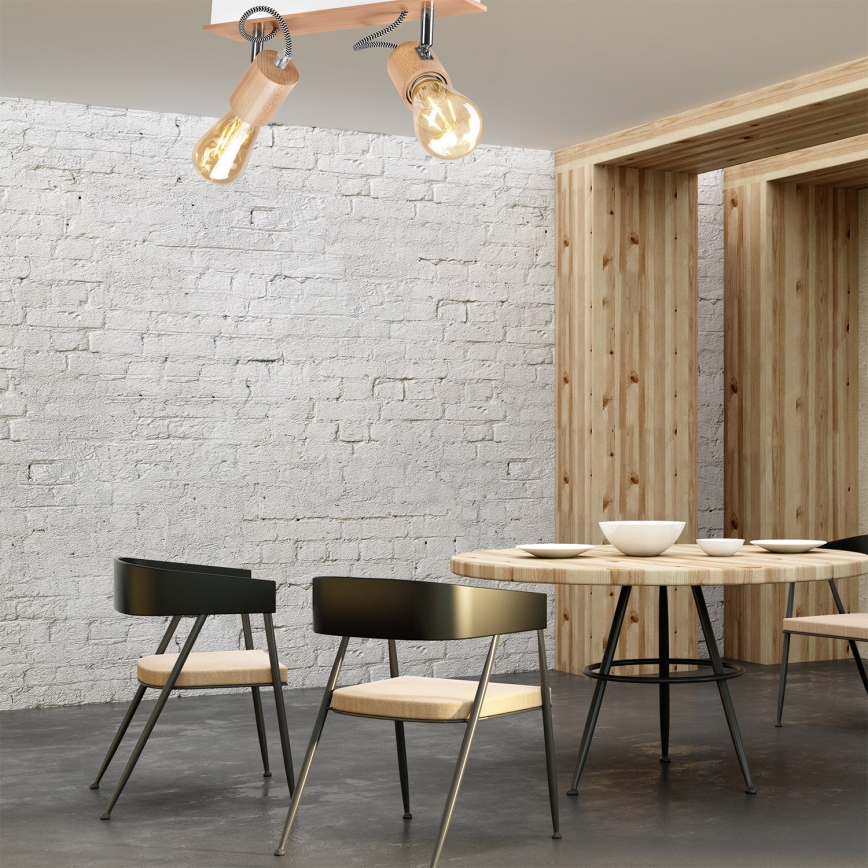 Candelabro integrado GUSTAVO 2xE27/60W/230V faia - FSC certificado