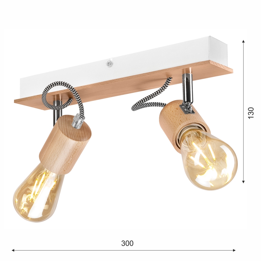 Candelabro integrado GUSTAVO 2xE27/60W/230V faia - FSC certificado