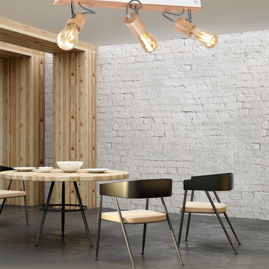 Candelabro integrado GUSTAVO 3xE27/60W/230V faia - FSC certificado