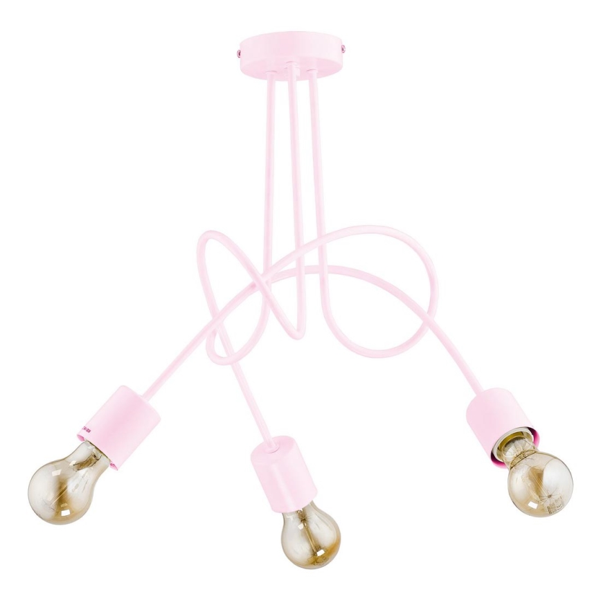 Candelabro integrado infantil  TANGO 3xE27/60W/230V rosa
