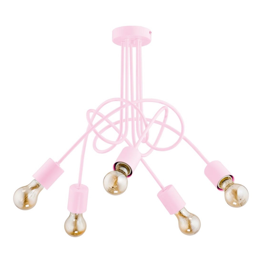Candelabro integrado infantil  TANGO 5xE27/60W/230V rosa