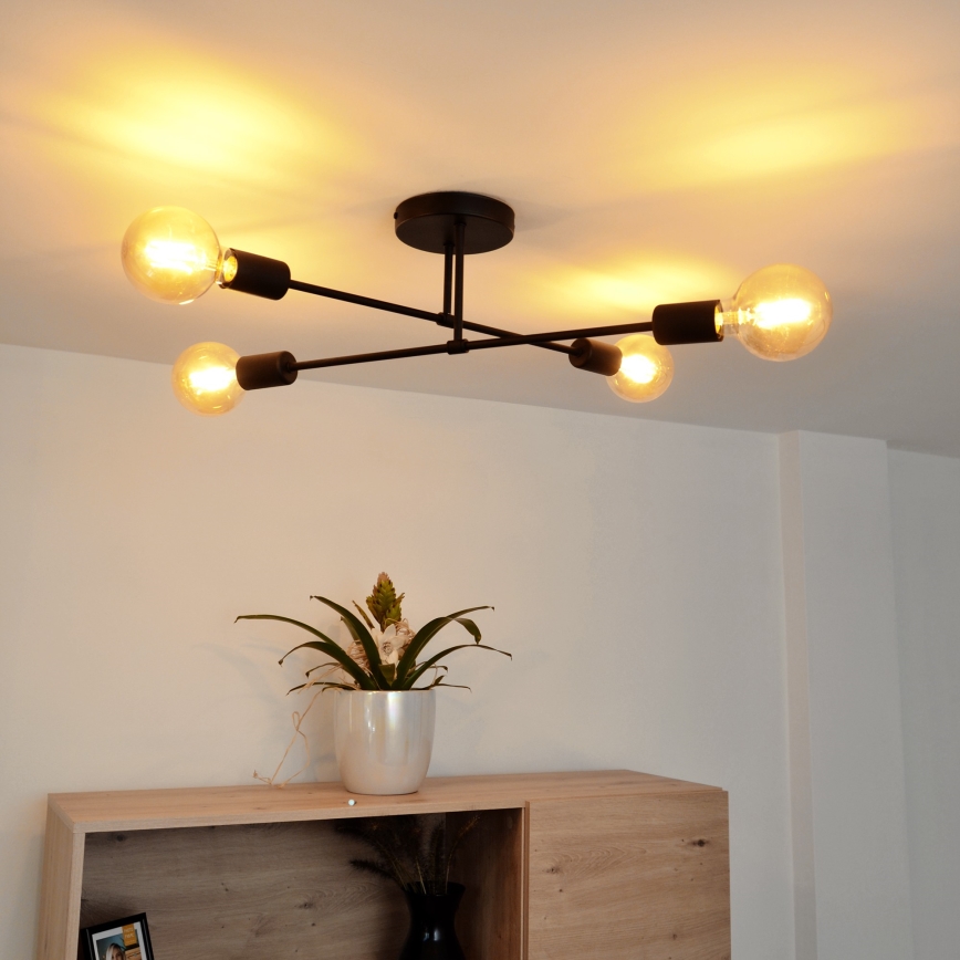 Candelabro integrado LED CAMBRIDGE 4xE27/8W/230V preto