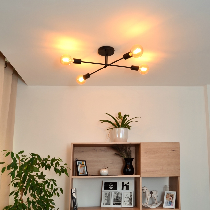 Candelabro integrado LED CAMBRIDGE 4xE27/8W/230V preto