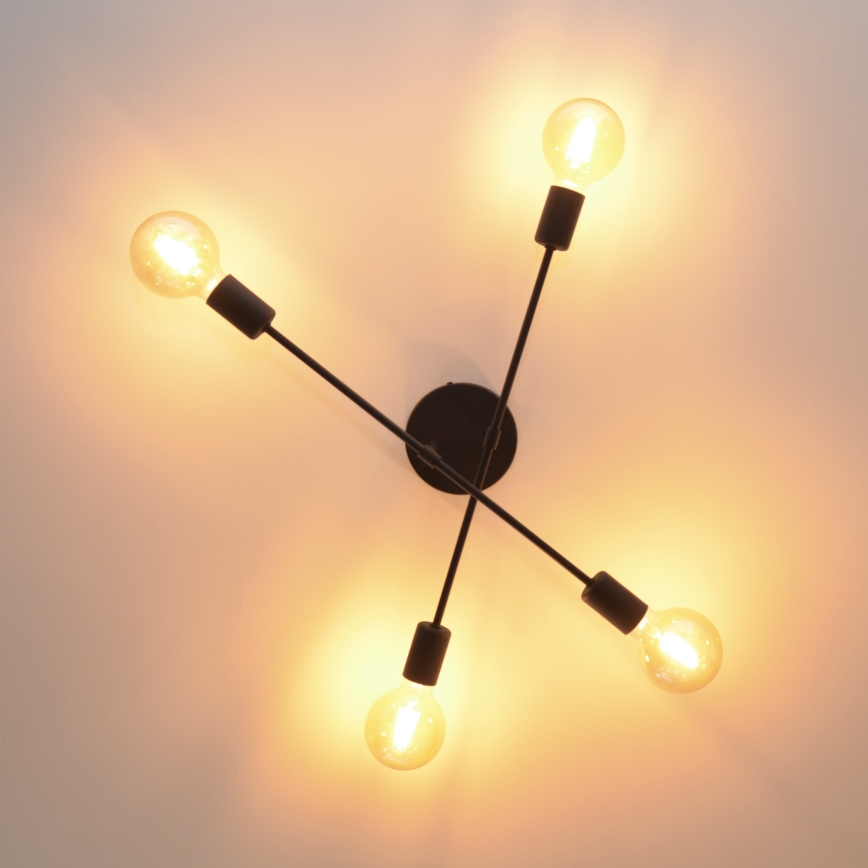 Candelabro integrado LED CAMBRIDGE 4xE27/8W/230V preto