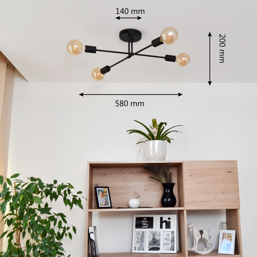 Candelabro integrado LED CAMBRIDGE 4xE27/8W/230V preto