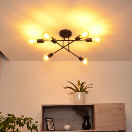Candelabro integrado LED CAMBRIDGE 6xE27/8W/230V preto