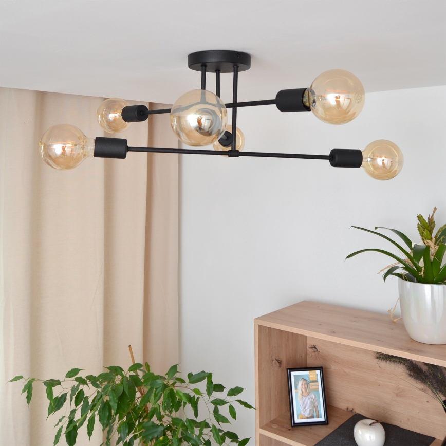 Candelabro integrado LED CAMBRIDGE 6xE27/8W/230V preto