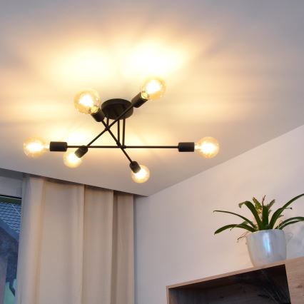Candelabro integrado LED CAMBRIDGE 6xE27/8W/230V preto