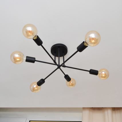 Candelabro integrado LED CAMBRIDGE 6xE27/8W/230V preto
