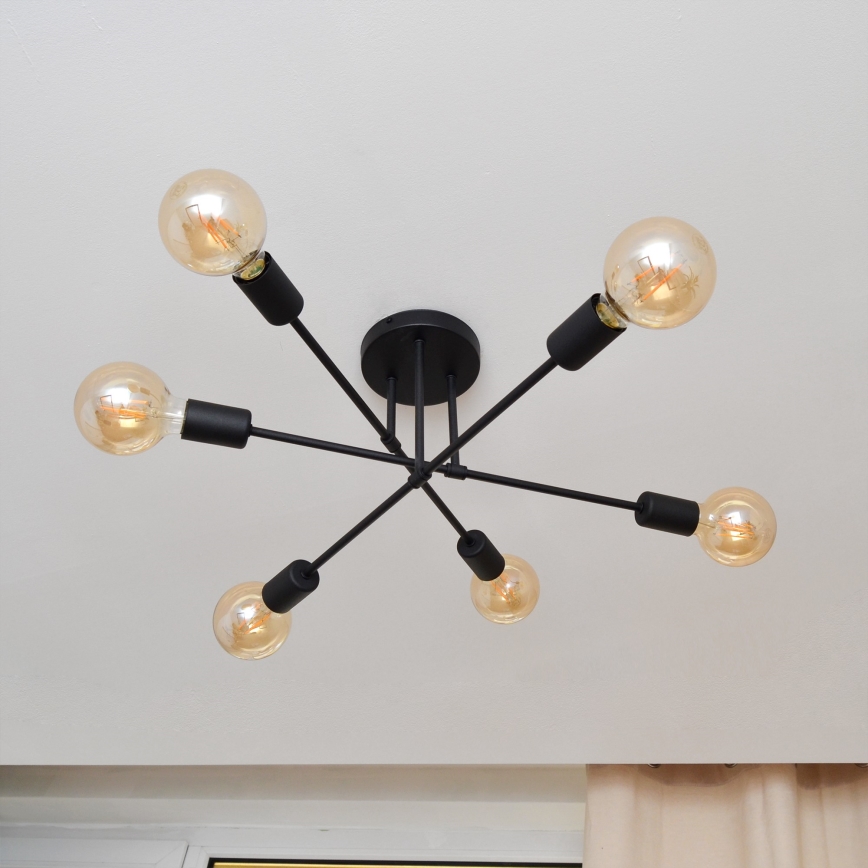Candelabro integrado LED CAMBRIDGE 6xE27/8W/230V preto