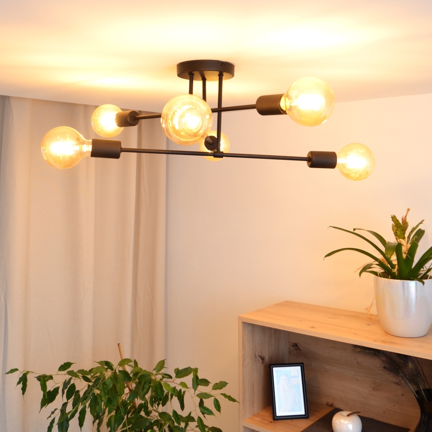 Candelabro integrado LED CAMBRIDGE 6xE27/8W/230V preto