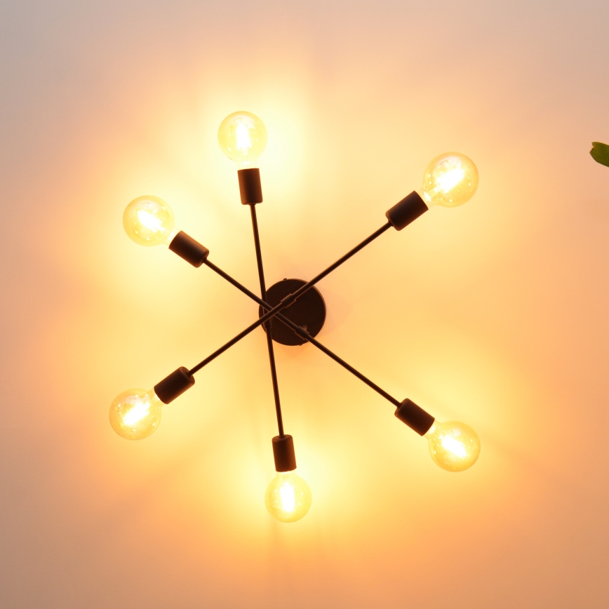 Candelabro integrado LED CAMBRIDGE 6xE27/8W/230V preto