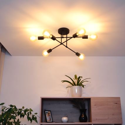 Candelabro integrado LED CAMBRIDGE 6xE27/8W/230V preto