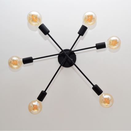 Candelabro integrado LED CAMBRIDGE 6xE27/8W/230V preto