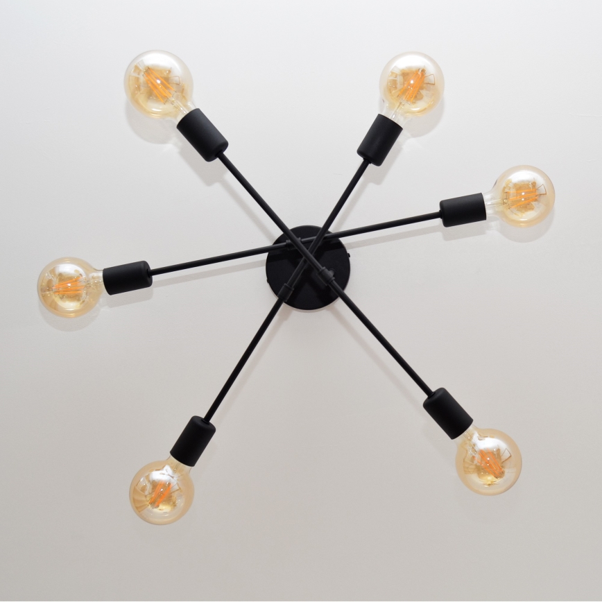 Candelabro integrado LED CAMBRIDGE 6xE27/8W/230V preto