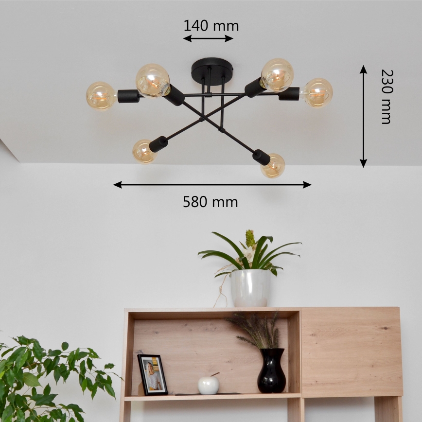 Candelabro integrado LED CAMBRIDGE 6xE27/8W/230V preto