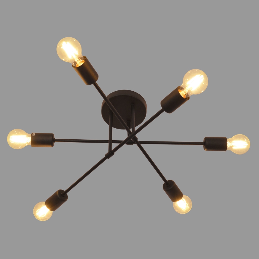Candelabro integrado LED CAMBRIDGE 6xE27/8W/230V preto