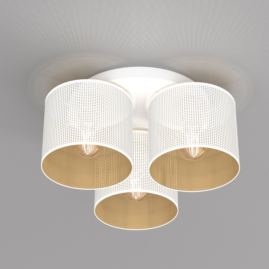 Candelabro integrado LOFT SHADE 3xE27/60W/230V branco/dourado