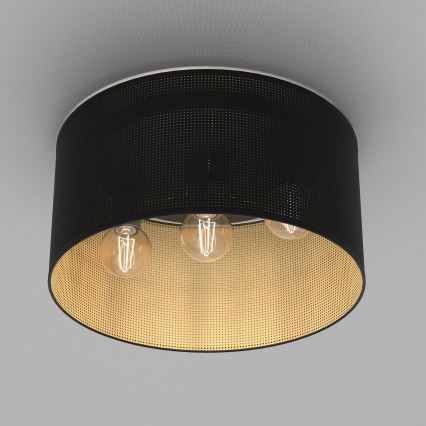Candelabro integrado LOFT SHADE 3xE27/60W/230V preto/dourado
