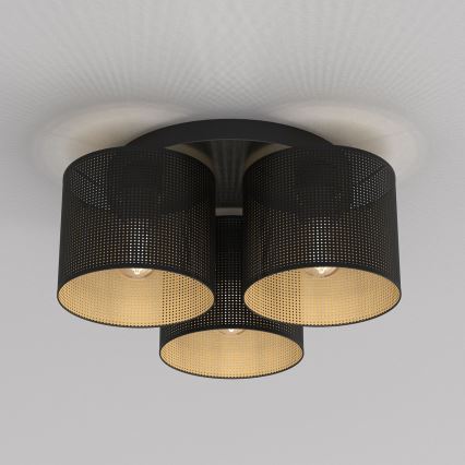 Candelabro integrado LOFT SHADE 3xE27/60W/230V preto/dourado