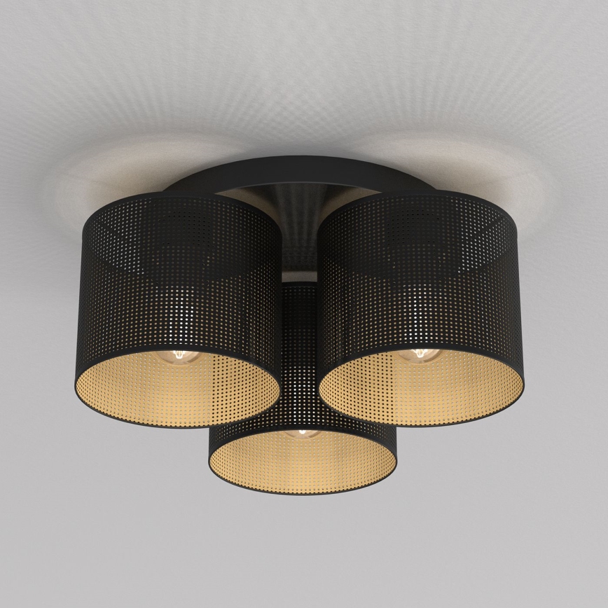 Candelabro integrado LOFT SHADE 3xE27/60W/230V preto/dourado