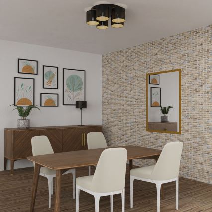 Candelabro integrado LOFT SHADE 5xE27/60W/230V preto/dourado