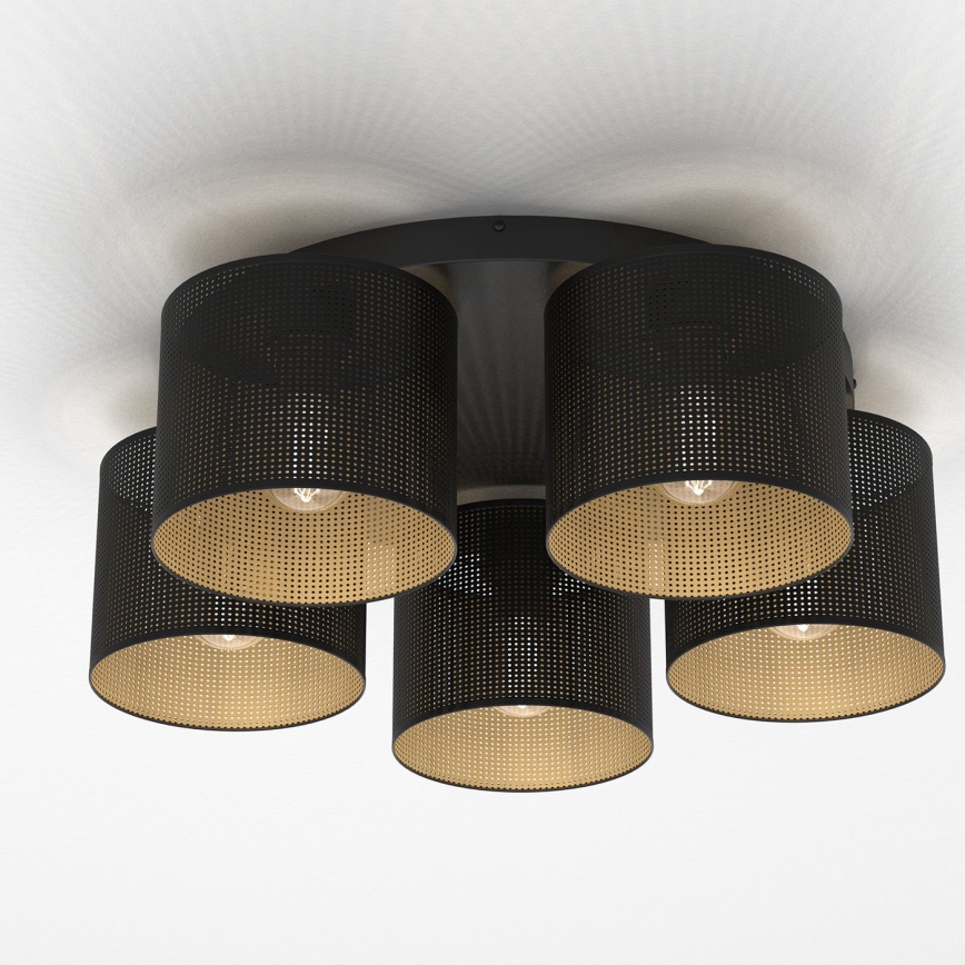 Candelabro integrado LOFT SHADE 5xE27/60W/230V preto/dourado