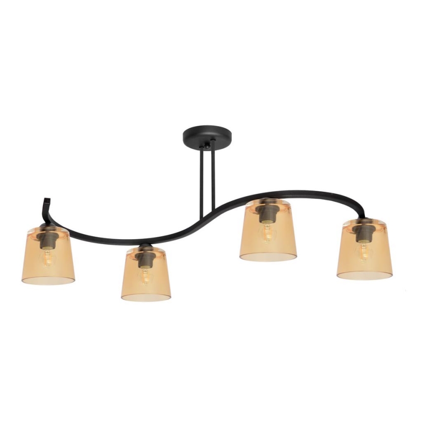 Candelabro integrado LUCEA 4xE27/15W/230V preto antigo/laranja