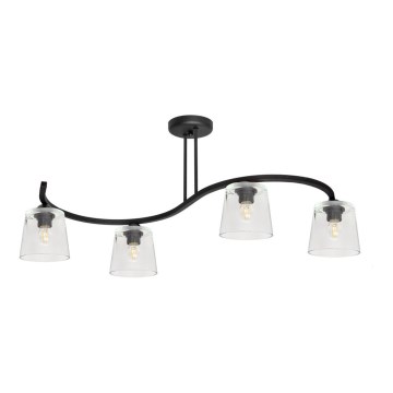 Candelabro integrado LUCEA 4xE27/15W/230V preto antigo/transparente