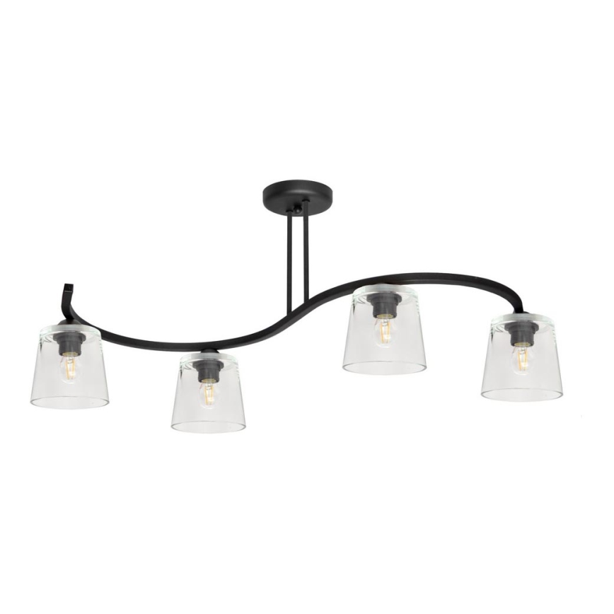 Candelabro integrado LUCEA 4xE27/15W/230V preto antigo/transparente