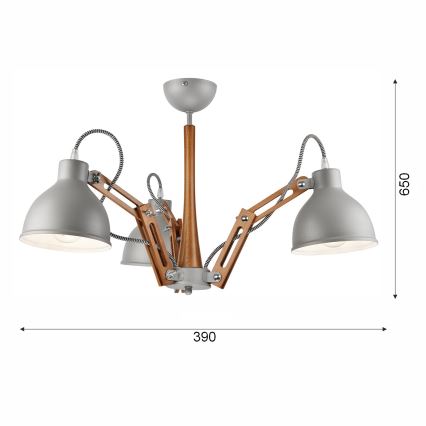 Candelabro integrado MARCELLO 3xE27/60W/230V faia - FSC certificado
