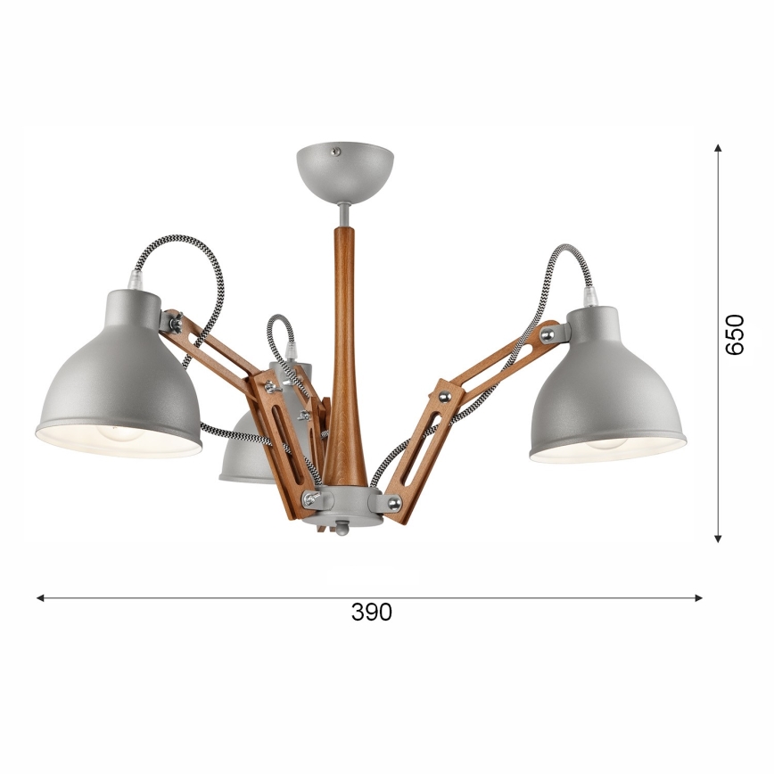 Candelabro integrado MARCELLO 3xE27/60W/230V faia - FSC certificado