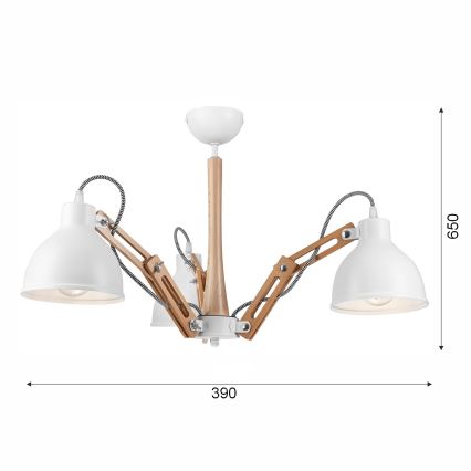 Candelabro integrado MARCELLO 3xE27/60W/230V faia - FSC certificado
