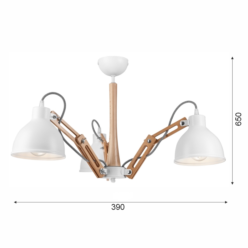 Candelabro integrado MARCELLO 3xE27/60W/230V faia - FSC certificado