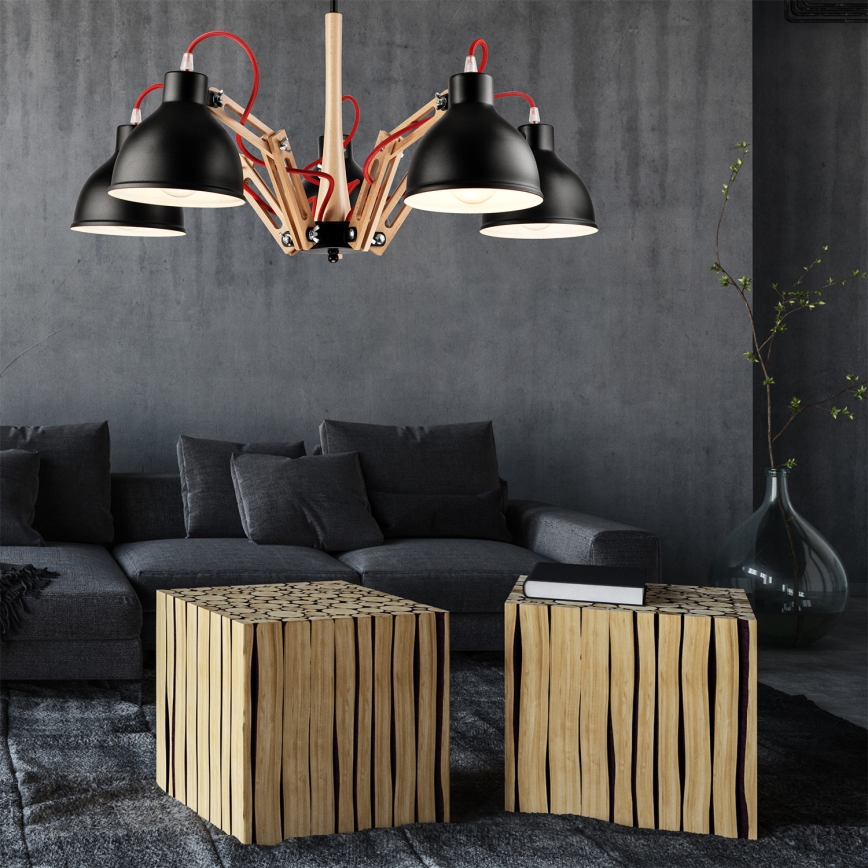 Candelabro integrado MARCELLO 5xE27/60W/230V faia - FSC certificado