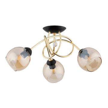 Candelabro integrado MODENA 3xE27/60W/230V dourada/preto/bege