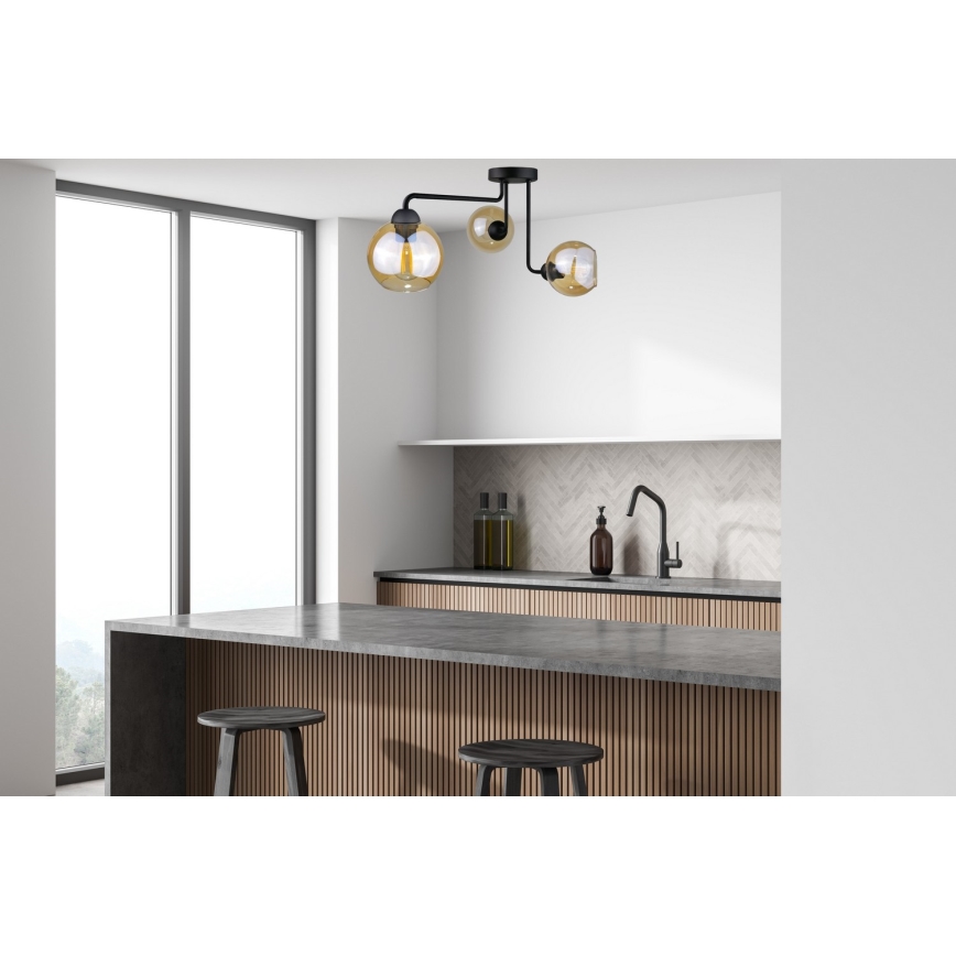 Candelabro integrado MONDE BLACK 3xE27/60W/230V