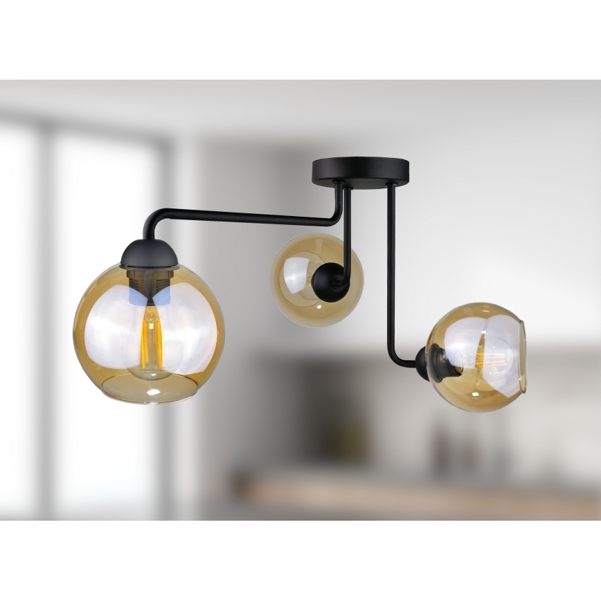 Candelabro integrado MONDE BLACK 3xE27/60W/230V