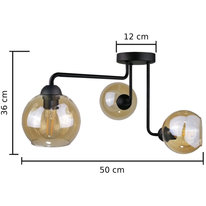 Candelabro integrado MONDE BLACK 3xE27/60W/230V