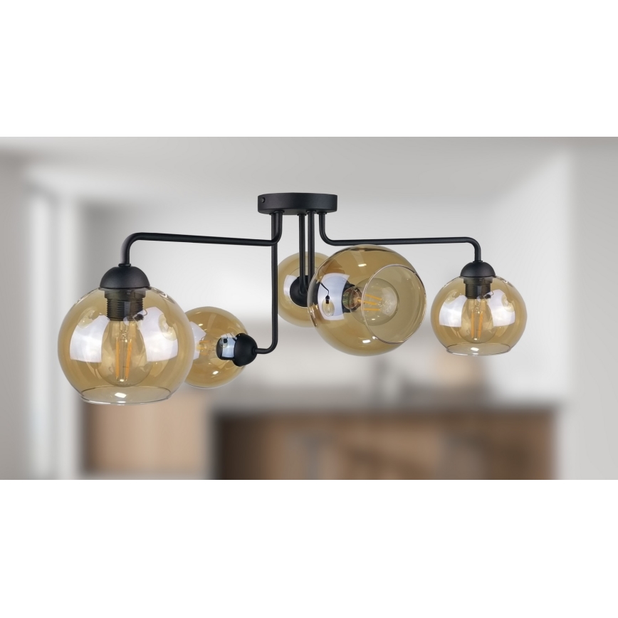 Candelabro integrado MONDE BLACK 5xE27/60W/230V