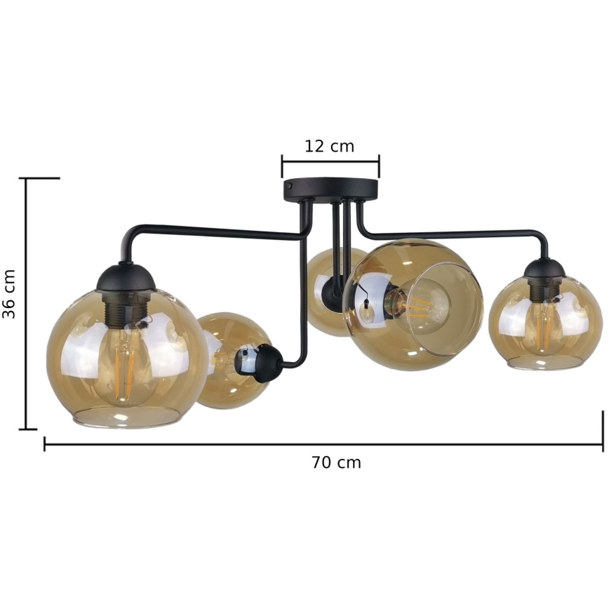 Candelabro integrado MONDE BLACK 5xE27/60W/230V