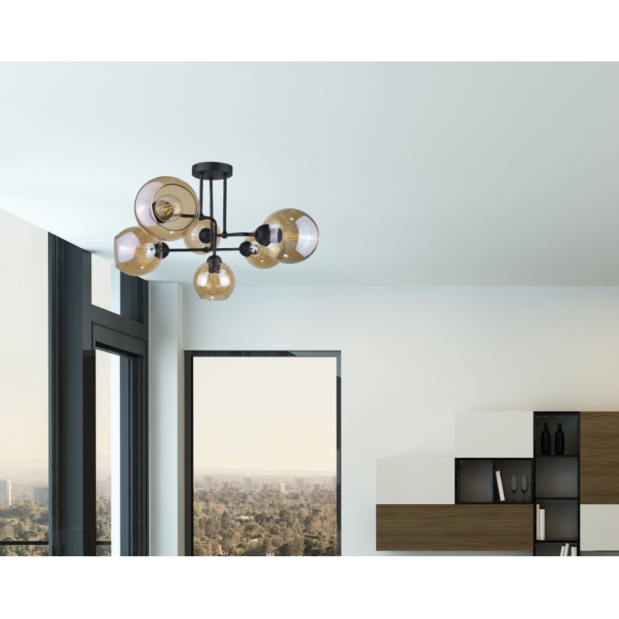 Candelabro integrado MONDE BLACK 6xE27/60W/230V