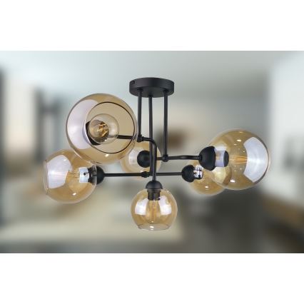 Candelabro integrado MONDE BLACK 6xE27/60W/230V