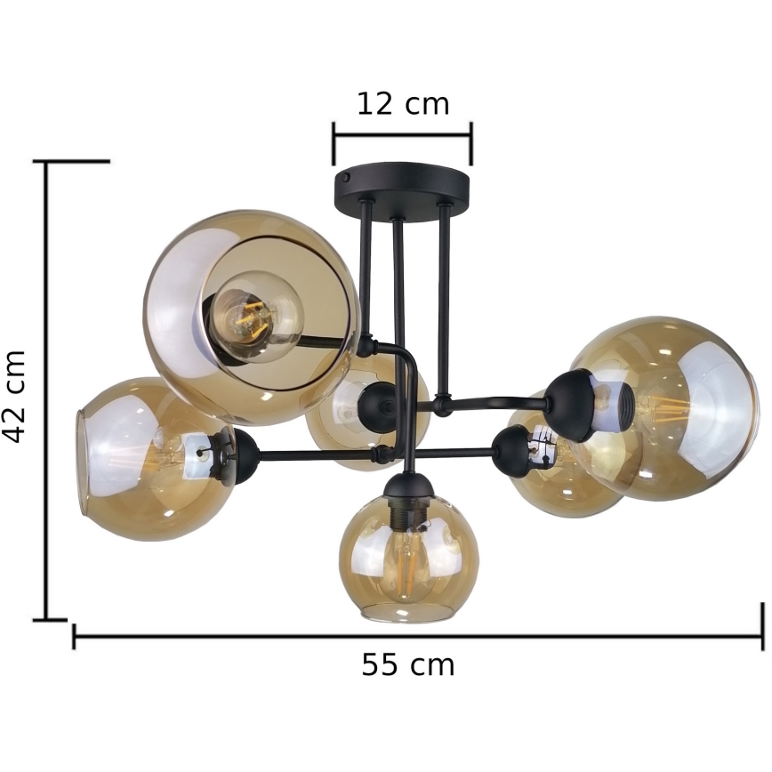 Candelabro integrado MONDE BLACK 6xE27/60W/230V
