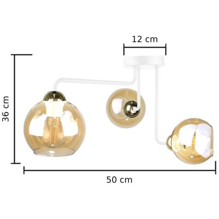 Candelabro integrado MONDE WHITE 3xE27/60W/230V