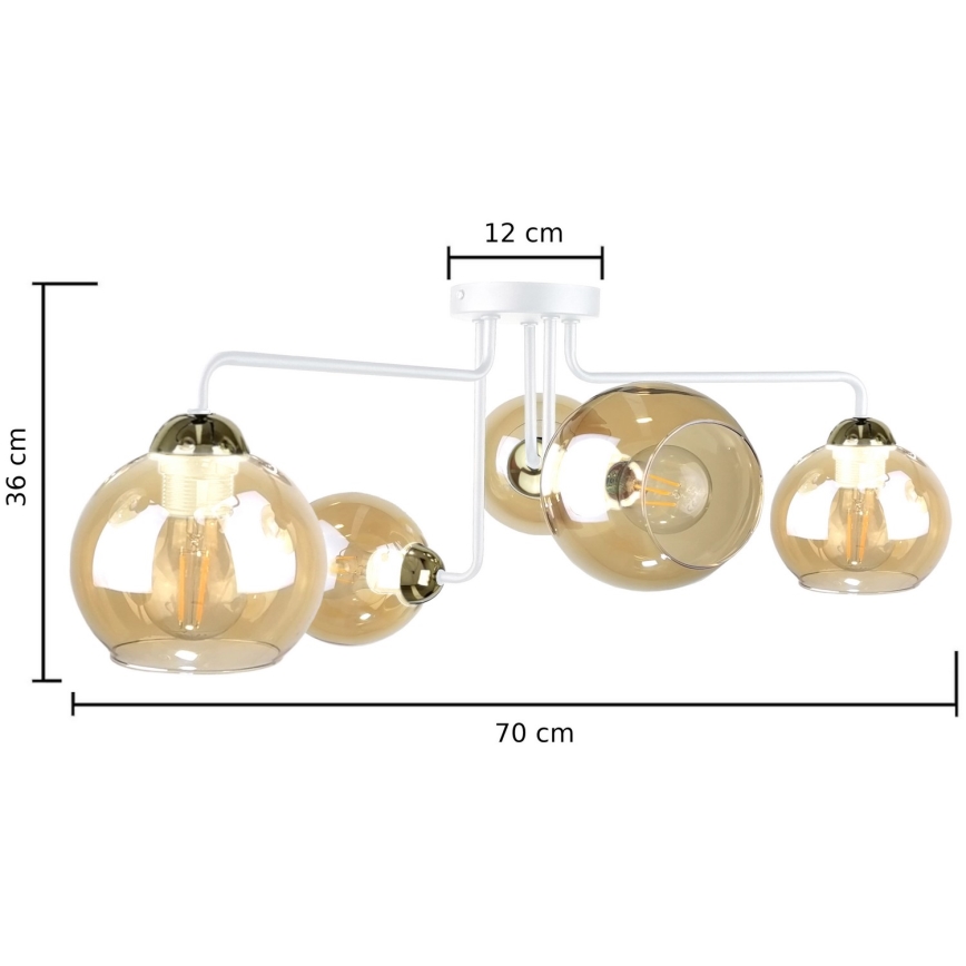 Candelabro integrado MONDE WHITE 5xE27/60W/230V