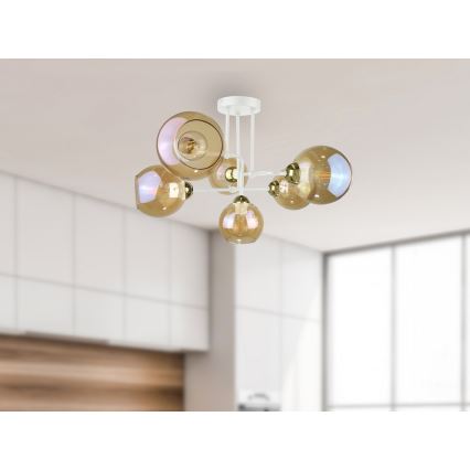 Candelabro integrado MONDE WHITE 6xE27/60W/230V