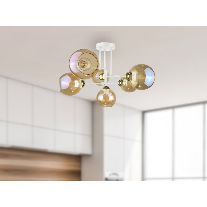 Candelabro integrado MONDE WHITE 6xE27/60W/230V
