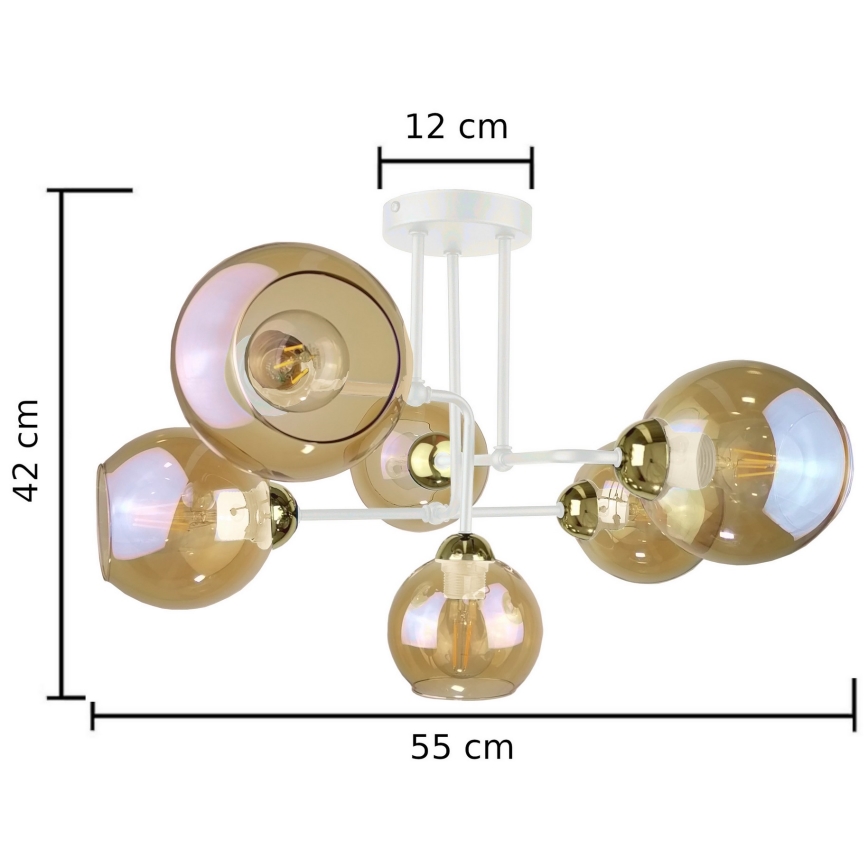 Candelabro integrado MONDE WHITE 6xE27/60W/230V